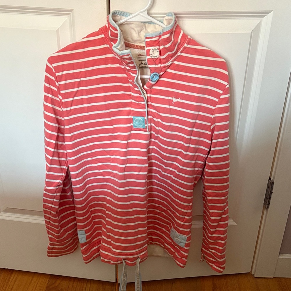 Joules Coral and White Striped Sweatshirt